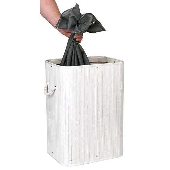 Bamboo Laundry Basket with Lid 80L White-Grey