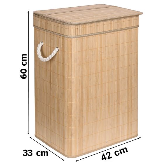 Bamboo Laundry Basket with Lid SOREN 80L Natural