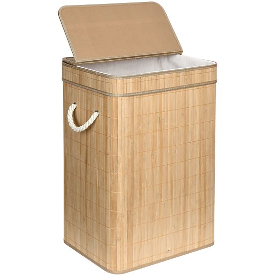 Bamboo Laundry Basket with Lid SOREN 80L Natural