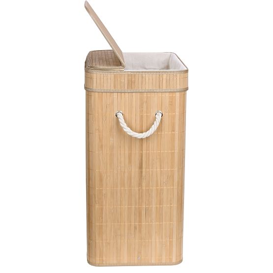 Bamboo Laundry Basket with Lid SOREN 80L Natural