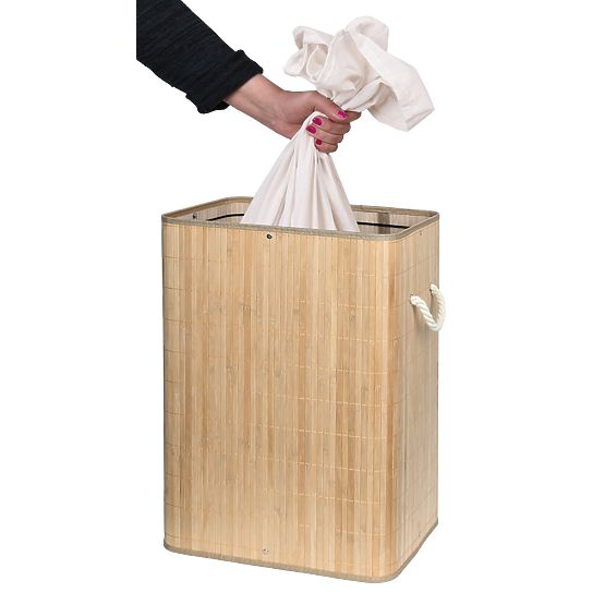 Bamboo Laundry Basket with Lid SOREN 80L Natural