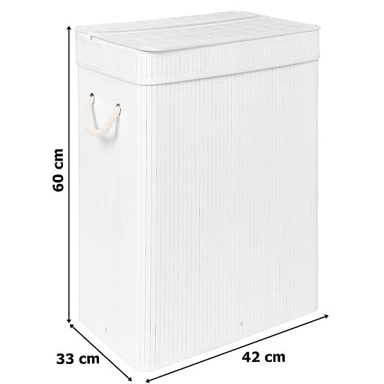 Bamboo Laundry Basket with Lid SOREN 80L White
