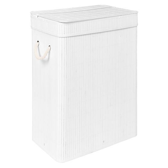 Bamboo Laundry Basket with Lid SOREN 80L White