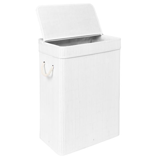 Bamboo Laundry Basket with Lid SOREN 80L White