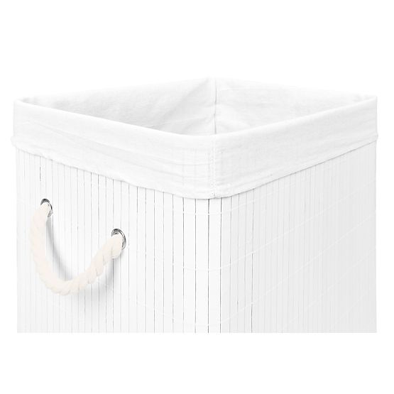 Bamboo Laundry Basket with Lid SOREN 80L White