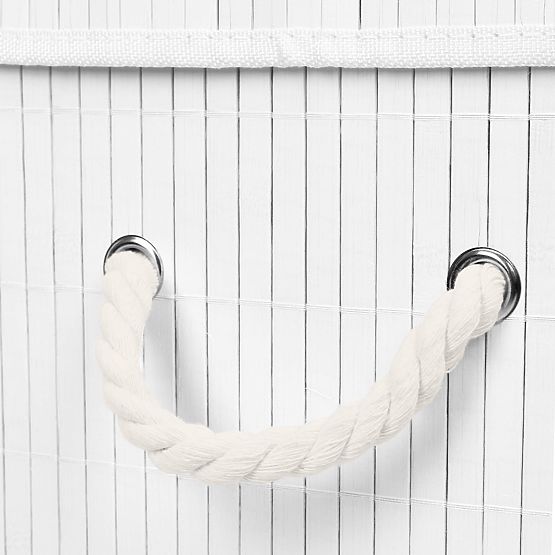 Bamboo Laundry Basket with Lid SOREN 80L White