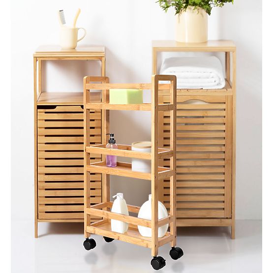 Bamboo Rolling Shelf INAKI 3 Levels Natural