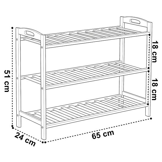 Bamboo Shoe Rack 3 Levels Astaria