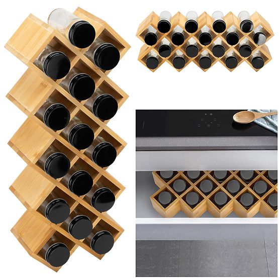 Bamboo Spice Rack KOCHEN 18 Jars