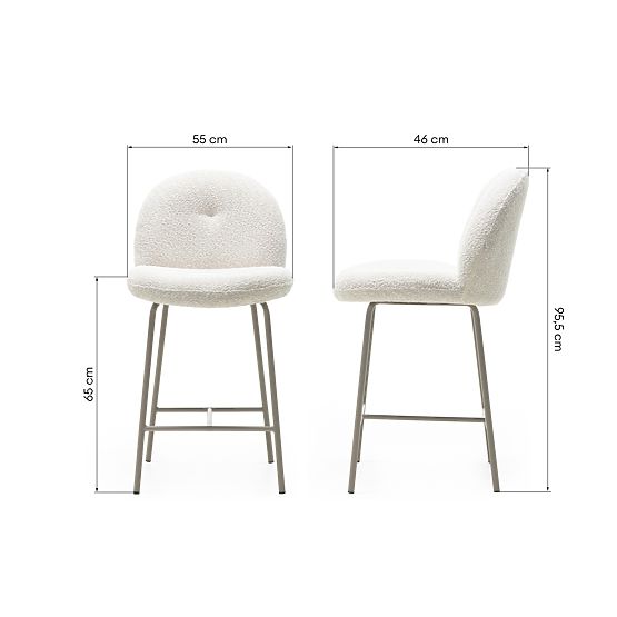 Bar Stool Fiori Light Beige, Rounded Shapes