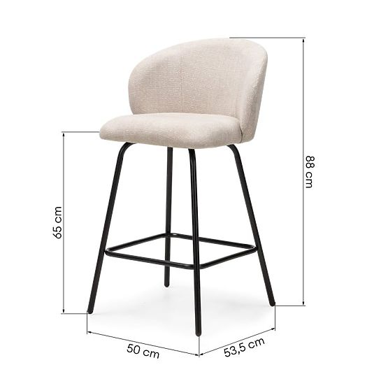Bar Stool Larisa, Light Beige/Black Legs