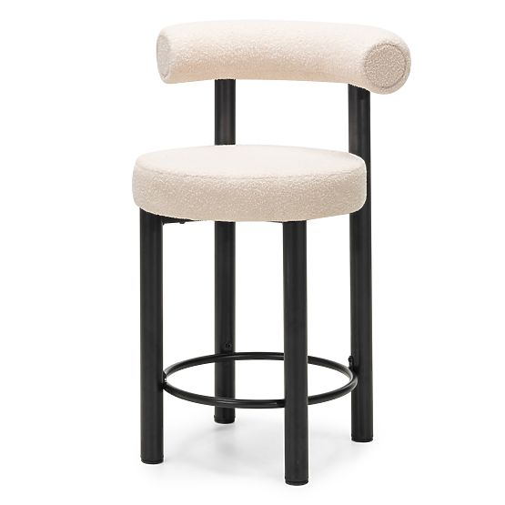 Bar Stool Pedro, Beige/Black Legs, Boucle