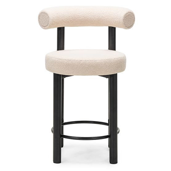 Bar Stool Pedro, Beige/Black Legs, Boucle