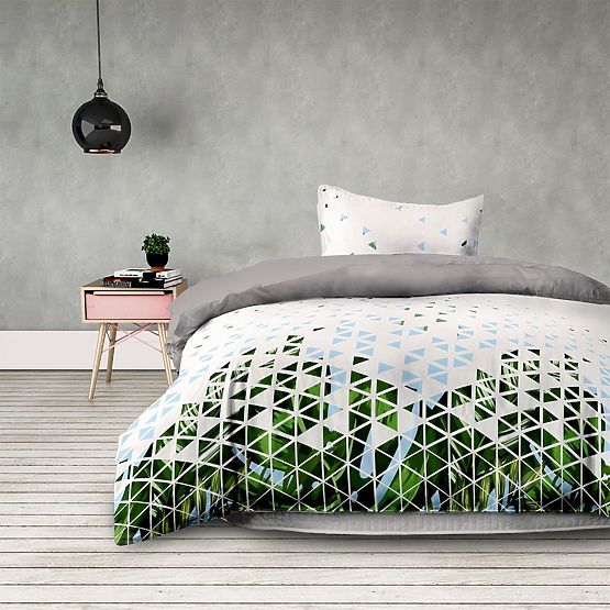 BASIC Bedding Green Color Printed Plant Motif Modern Style 155x220*2+80x80*2 AmeliaHome