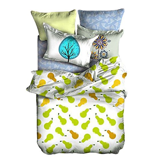 BASIC Bedding Green with Plant Motif Print 155x220_80x80*1 DecoKing