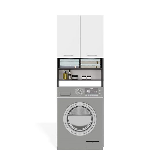 Bathroom Cabinet Above Washing Machine POLA DK ANTHRACITE WHITE Shelf Column 180X64X30