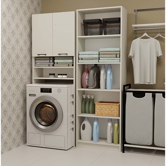 Bathroom Cabinet Above Washing Machine POLA DK CASHMERE BEIGE Shelf Column 180X64X30