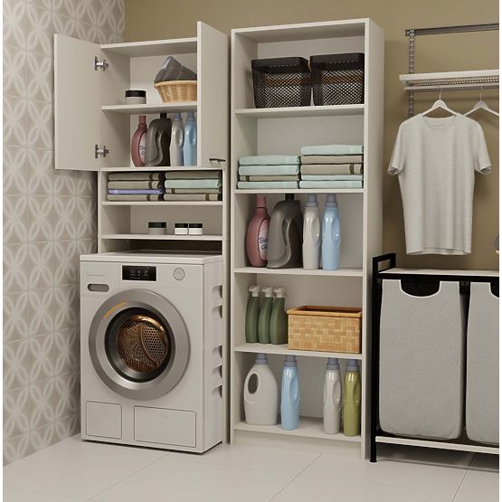Bathroom Cabinet Above Washing Machine POLA DK CASHMERE BEIGE Shelf Column 180X64X30