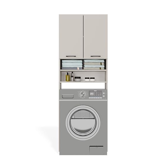 Bathroom Cabinet Above Washing Machine POLA DK CASHMERE BEIGE Shelf Column 180X64X30