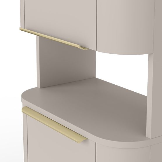 Bathroom Cabinet, Bassa Column in Cashmere, Gold Handles, Rounded