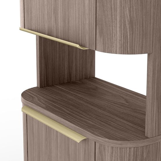 Bathroom Cabinet, Bassa Column Walnut Lincoln, Gold Handles, Rounded