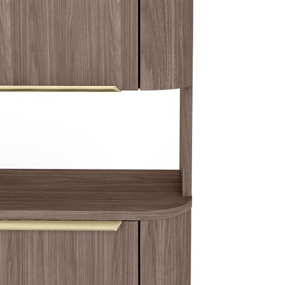 Bathroom Cabinet, Bassa Column Walnut Lincoln, Gold Handles, Rounded