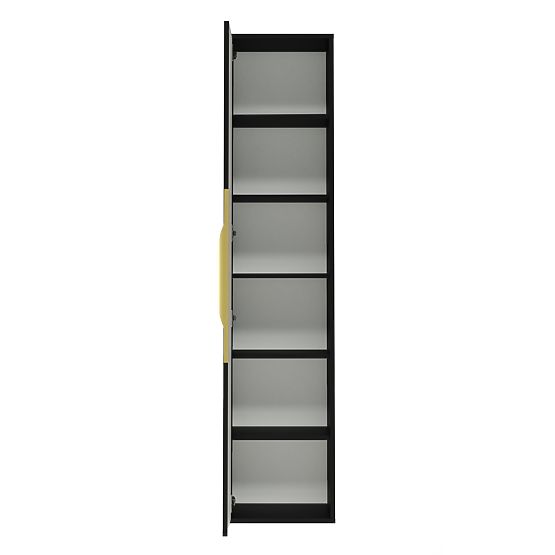 Bathroom Cabinet Column Avila, Grooved, Gold Handle, Black