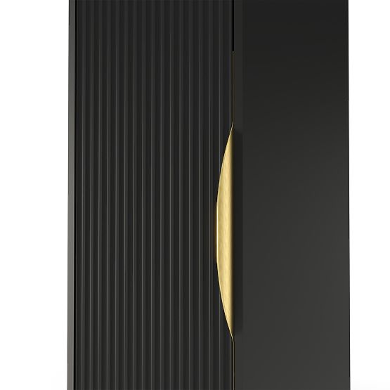 Bathroom Cabinet Column Avila, Grooved, Gold Handle, Black