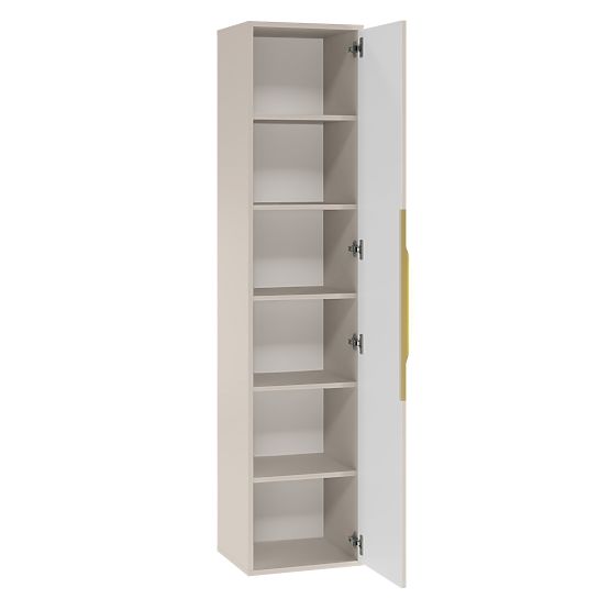 Avila Bathroom Cabinet Column, Ribbed, Gold Handle, Cashmere