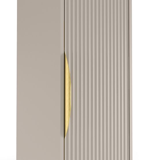 Avila Bathroom Cabinet Column, Ribbed, Gold Handle, Cashmere