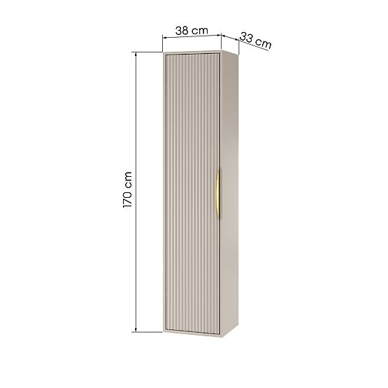 Avila Bathroom Cabinet Column, Ribbed, Gold Handle, Cashmere