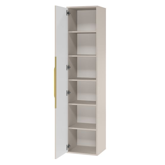 Avila Bathroom Cabinet Column, Ribbed, Gold Handle, Cashmere