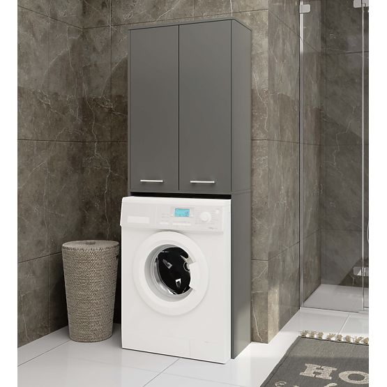 BATHROOM CABINET FIN 180 COLUMN FOR WASHING MACHINE FULL 2D - GRAY