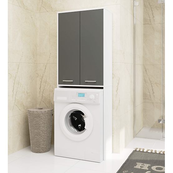 BATHROOM CABINET FIN 180 COLUMN FOR WASHING MACHINE FULL 2D - WHITE / GRAY