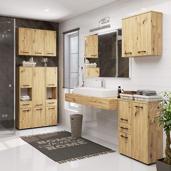 BATHROOM CABINET FIN 2 DOORS OAK ARTISAN