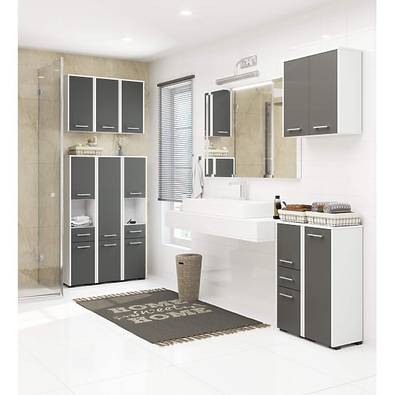 BATHROOM CABINET FIN COLUMN 30 2D 140cm WHITE / GRAY