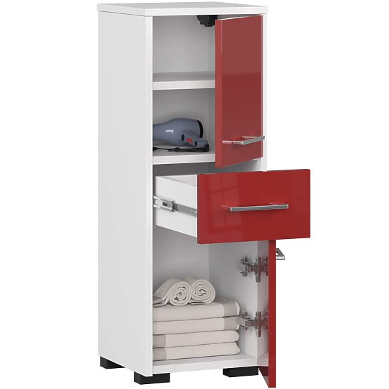 BATHROOM CABINET FIN COLUMN 30 2D 1DR 85cm RED GLOSS
