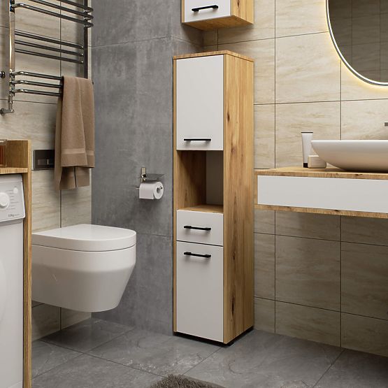 BATHROOM CABINET FIN COLUMN 30 2D 1SZ 1W 140cm PK ARTISAN / WHITE