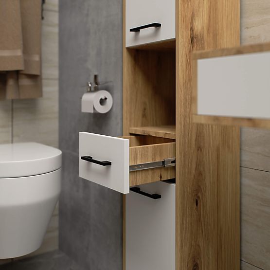 BATHROOM CABINET FIN COLUMN 30 2D 1SZ 1W 140cm PK ARTISAN / WHITE