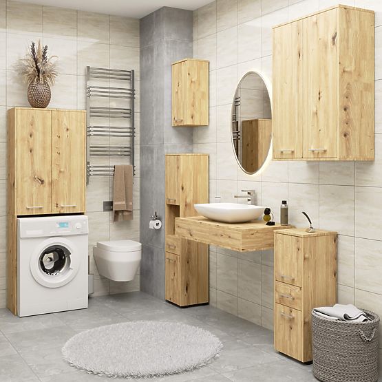 BATHROOM CABINET FIN COLUMN 30 2D 1SZ 85cm PK OAK ARTISAN