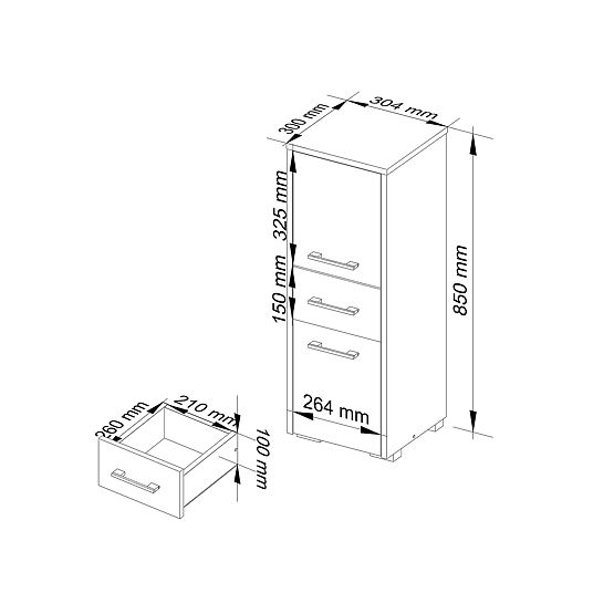 BATHROOM CABINET FIN COLUMN 30 2D 1SZ 85cm PK WHITE