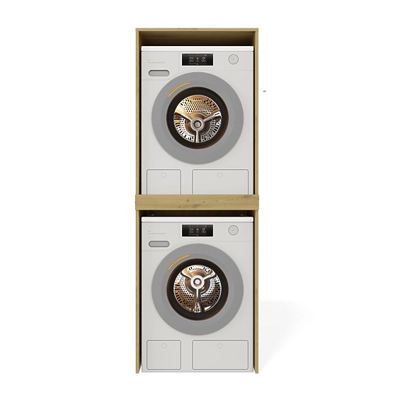 Bathroom Cabinet for Washing Machine and Dryer POLA TWIN Shelf Column OAK ARTISAN