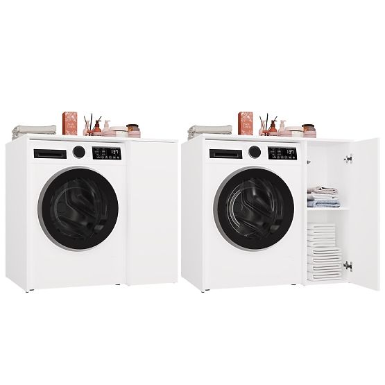 Bathroom Cabinet for Washing Machine with Doors POLA NP 1D WHITE 2 Shelves