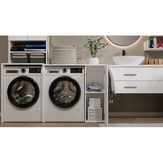 Bathroom Cabinet for Washing Machine with Doors POLA NP 1D WHITE 2 Shelves