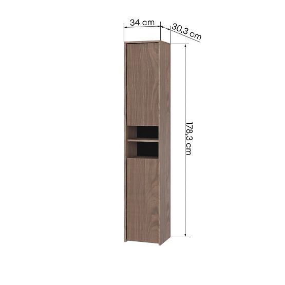 Bathroom Cabinet, Tall Column Pezzo Walnut, Grooved