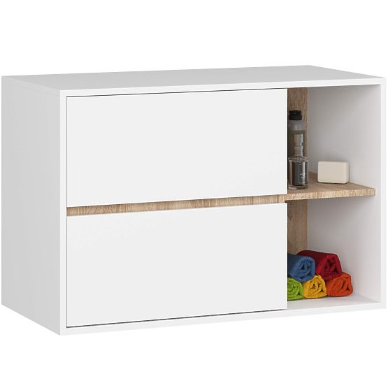 BATHROOM CABINET UNDER SINK VAMI W90 2DR 2S PK WHITE / SONOMA OAK