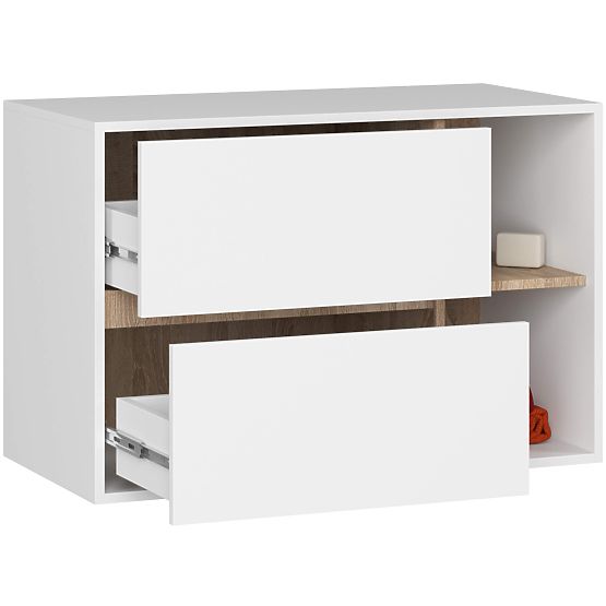 BATHROOM CABINET UNDER SINK VAMI W90 2SZ 2P WHITE / SONOMA OAK