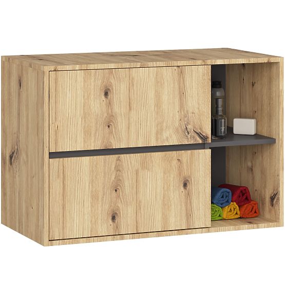 BATHROOM CABINET UNDER SINK VAMI W90 2DR 2SHELF PK ARTISAN OAK / GRAPHITE GRAY