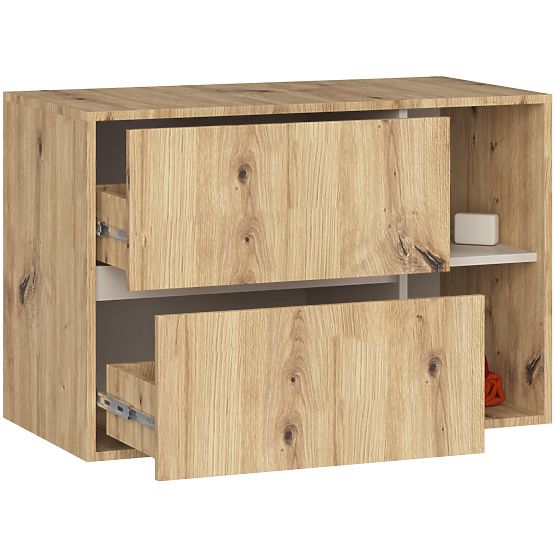 BATHROOM CABINET UNDER SINK VAMI W90 2DR 2SHELF PK OAK ARTISAN / CASHMERE