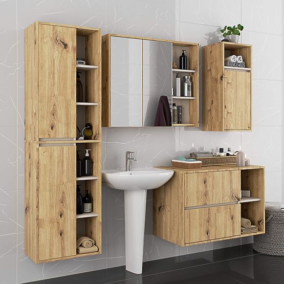 BATHROOM CABINET UNDER SINK VAMI W90 2DR 2SHELF PK OAK ARTISAN / CASHMERE